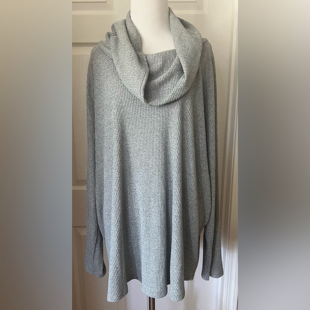 Elegant Gray Cowl Neck Sweater